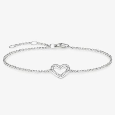 THOMAS SABO Sterling Silver Cubic Zirconia Openwork Heart Bracelet A1553-051-14-L19.5V