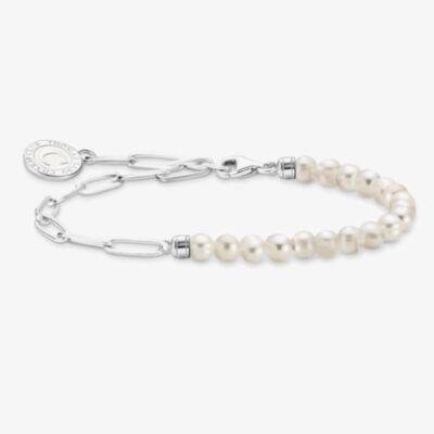 THOMAS SABO Silver Freshwater Pearl Bead Charm Bracelet A2129-158-14