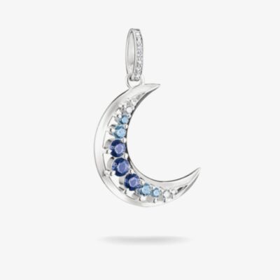 THOMAS SABO Sterling Silver & Blue Crystal Moon Pendant PE1020-166-1