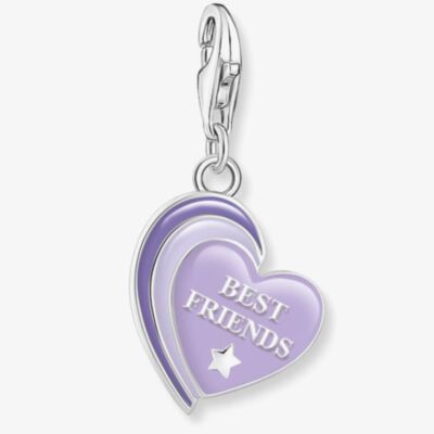 THOMAS SABO Silver Best Friends Purple Cold Enamel Heart Charm 2046-664-13