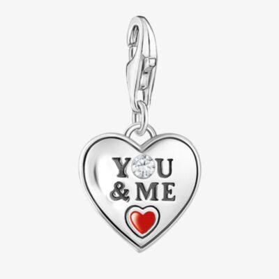 THOMAS SABO As We Love Silver Cubic Zirconia You & Me Heart Dropper Charm 2206-691-7