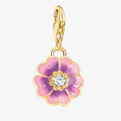 THOMAS SABO Ladies Gold Plated Violet Enamel Flower Charm 2208-565-7