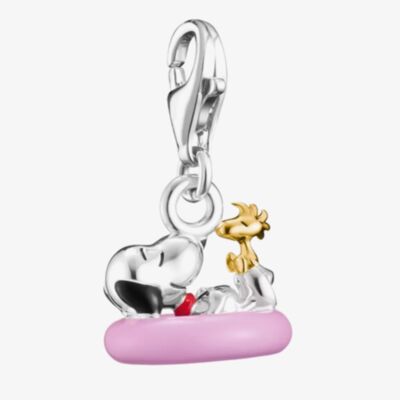 THOMAS SABO Silver & 18ct Gold Plated Peanuts Snoopy & Woodstock in Swim Ring Charm 2244-427-7
