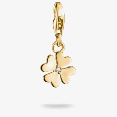 THOMAS SABO Charm Club 18ct Yellow Gold Plated Cubic Zirconia Clover Charm 2248-M01-14