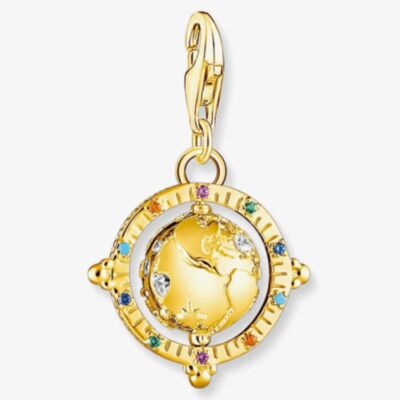 THOMAS SABO 18ct Gold Plated & Multi-Stone Globe Charm 1923-488-7