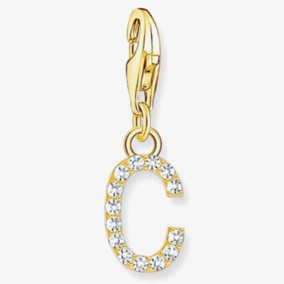 THOMAS SABO Gold Plated Cubic Zirconia Letter C Charm 1966-414-14