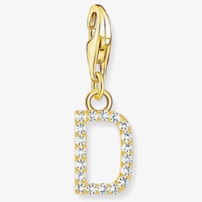 THOMAS SABO Gold Plated Cubic Zirconia Letter D Charm 1967-414-14