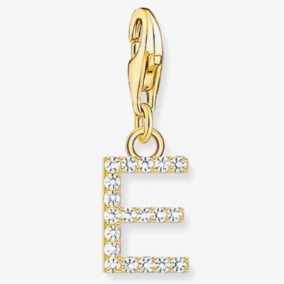 THOMAS SABO Gold Plated Cubic Zirconia Letter E Charm 1968-414-14
