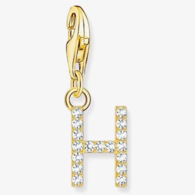 THOMAS SABO Gold Plated Cubic Zirconia Letter H Charm 1971-414-14