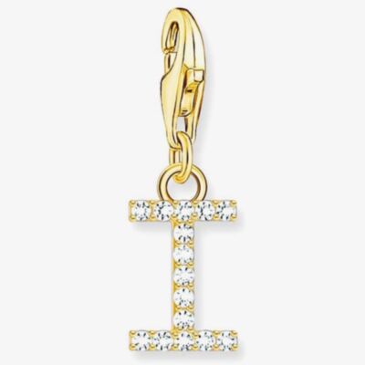 THOMAS SABO Gold Plated Cubic Zirconia Letter I Charm 1972-414-14