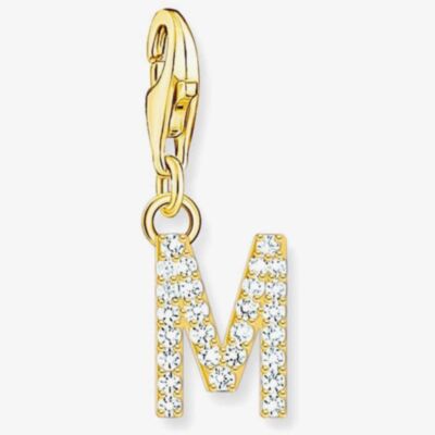 THOMAS SABO Gold Plated Cubic Zirconia Letter M Charm 1976-414-14