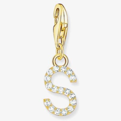 THOMAS SABO Gold Plated Cubic Zirconia Letter S Charm 1982-414-14