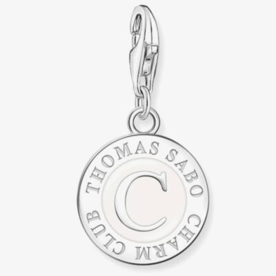 THOMAS SABO Silver White Cold Enamel Charmista Coin Club Charm 1998-007-14