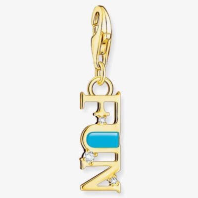 THOMAS SABO Gold Plated Turquoise Cold Enamel FUN Charm 2010-565-17