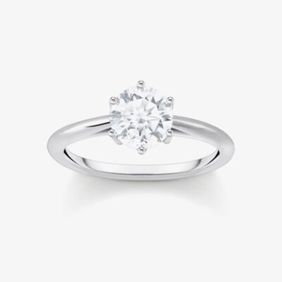 THOMAS SABO Sterling Silver Brilliant Cut Cubic Zirconia Solitaire Ring TR2474-051-14