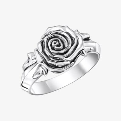 THOMAS SABO Midnight Rose Silver Single Rose Ring TR2487-637-21