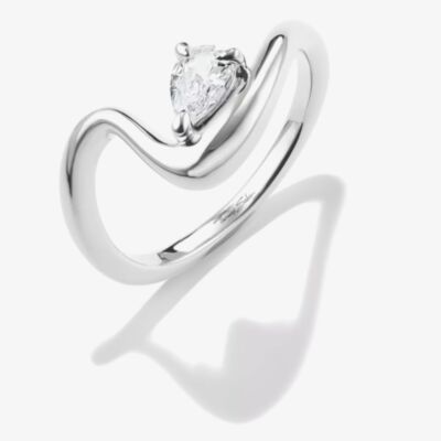 THOMAS SABO Fluid Elegance Sterling Silver Cubic Zirconia Wave Ring TR2543-051-14