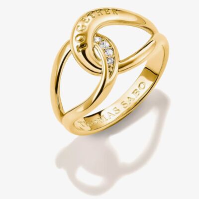 THOMAS SABO Together 18ct Yellow Gold Plated Cubic Zirconia Intertwined Ring TR2547-M01-14