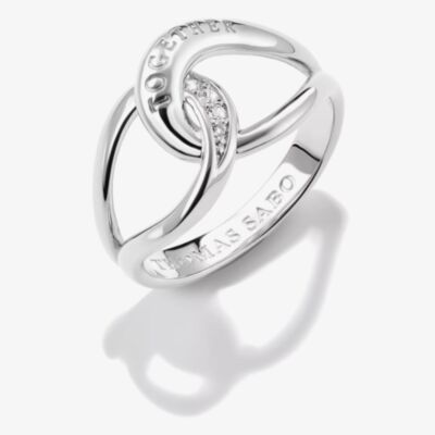 THOMAS SABO Together Sterling Silver Cubic Zirconia Intertwined Ring TR2547-051-14