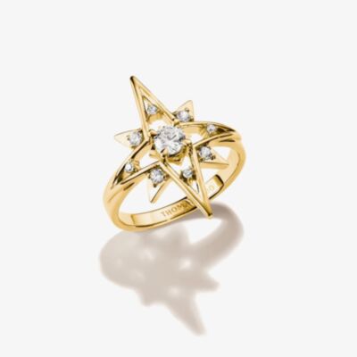 THOMAS SABO 18ct Yellow Gold Plated Cubic Zirconia Star Ring TR2550-M01-14