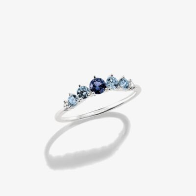 THOMAS SABO Sterling Silver & Blue Crystal Five Stone Ring TR2551-166-1