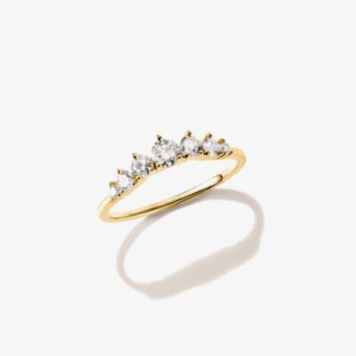 THOMAS SABO 18ct Yellow Gold Plated Cubic Zirconia Five Stone Ring TR2551-M01-14
