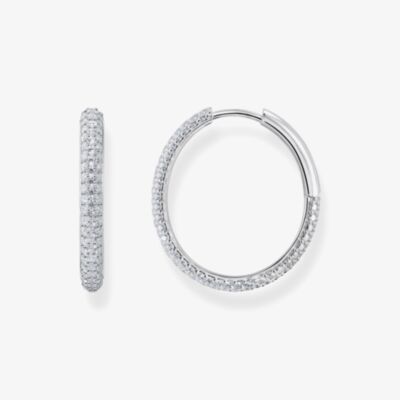 THOMAS SABO Sterling Silver 24.5mm Zirconia Hoop Earrings CR732-051-14