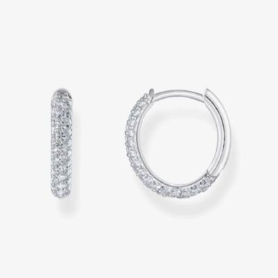THOMAS SABO Sterling Silver 13.5mm Zirconica Hoop Earrings CR730-051-14