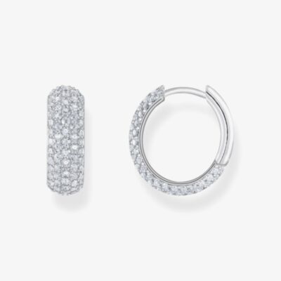 THOMAS SABO Sterling Silver 16mm Zirconia Hoop Earrings CR731-051-14
