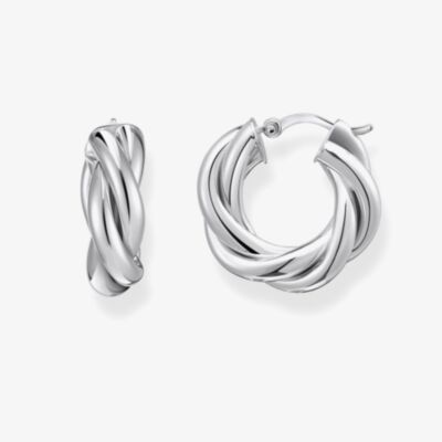 THOMAS SABO Sterling Silver 20mm Intertwined Twisted Hoop Earrings CR742-001-21