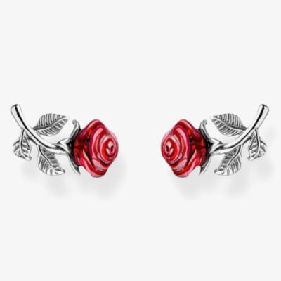 THOMAS SABO Silver Red Rose Romance Stud Earrings H2314-664-10