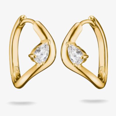 THOMAS SABO Fluid Elegance 18ct Yellow Gold Plated Cubic Zirconia Wave Earrings CR763-M01-14
