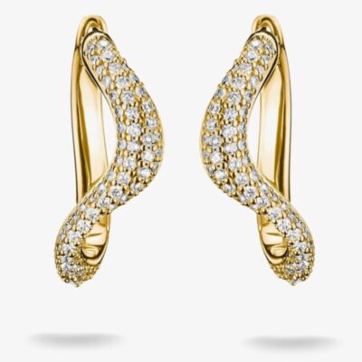 THOMAS SABO Fluid Elegance 18ct Yellow Gold Pave Cubic Zirconia Wave Earrings CR765-M01-14