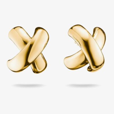 THOMAS SABO Classics 18ct Yellow Gold Plated Cross Stud Earrings H2358-M01-39