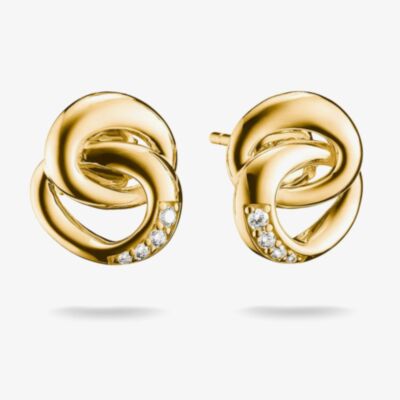 THOMAS SABO Together 18ct Yellow Gold Plated Cubic Zirconia Intertwined Stud Earrings H2352-M01-14