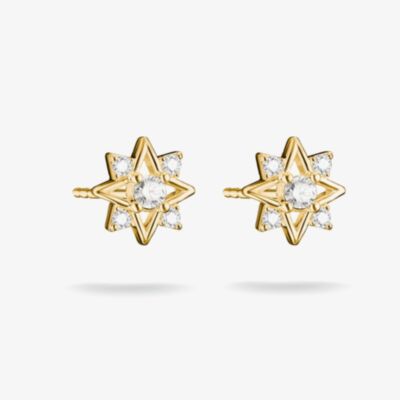 THOMAS SABO 18ct Yellow Gold Plated Cubic Zirconia Star Stud Earrings H2380-M01-14