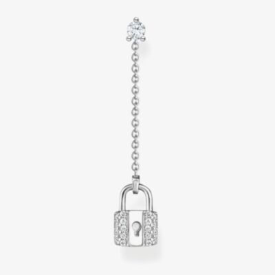 THOMAS SABO Silver & Cubic Zirconia Padlock Dropper Single Stud Earring H2213-051-14