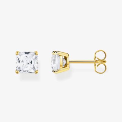 THOMAS SABO Gold Plated White Stone Stud Earrings H2174-414-14
