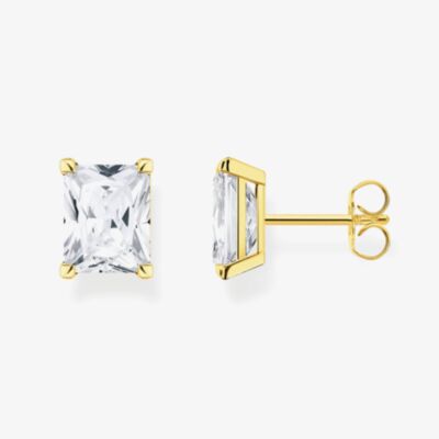 THOMAS SABO Gold Plated White Stone Stud Earrings H2201-414-14