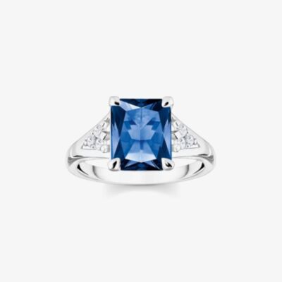 THOMAS SABO Ladies Blue & White Stone Set Cocktail Ring TR2362-166-1