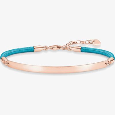 THOMAS SABO Rose Gold Plated Love Bridge Blue Bracelet LBA0033-597-31