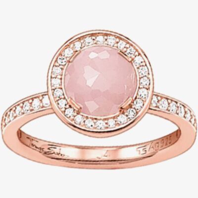 THOMAS SABO Rose Gold Plated Cubic Zirconia Quartz Round Cluster Ring TR1971-417-9