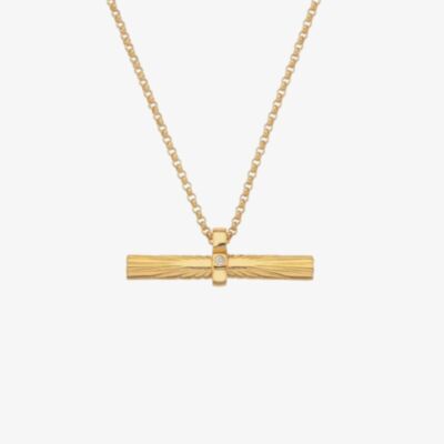 Hot Diamonds Hope 18ct Gold Plated Diamond Bar Pendant Necklace DP848