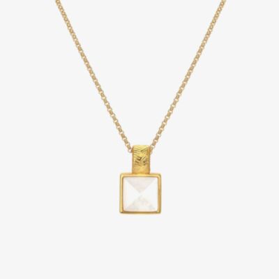 Hot Diamonds Calm 18ct Gold Plated Mother Of Pearl Diamond Square Pendant Necklace DP896