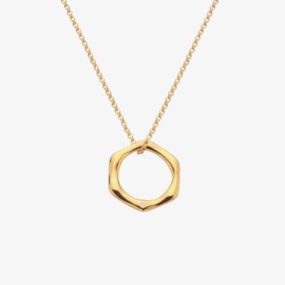 Hot Diamonds Fluid 18ct Gold Plated Diamond Hexagon Pendant Necklace DP904