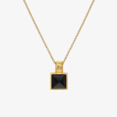 Hot Diamonds 18ct Gold Plated Black Onyx Diamond Square Pendant Necklace DP914