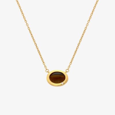 Hot Diamonds HDXGEM Oval Tigers Eye Necklace DN201