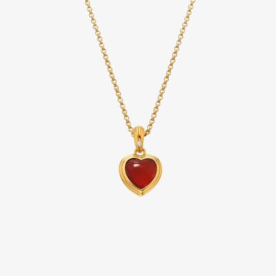 Hot Diamonds HDXGEM Red Agate Heart Pendant Necklace DP1001