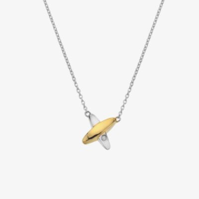 Hot Diamonds Coupled Two Tone Diamond Set Crossover Necklace DN225