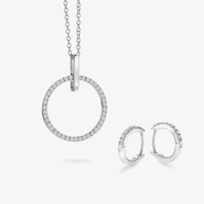 Hot Diamonds Silver Constant White Topaz Circle Jewellery Set SS142